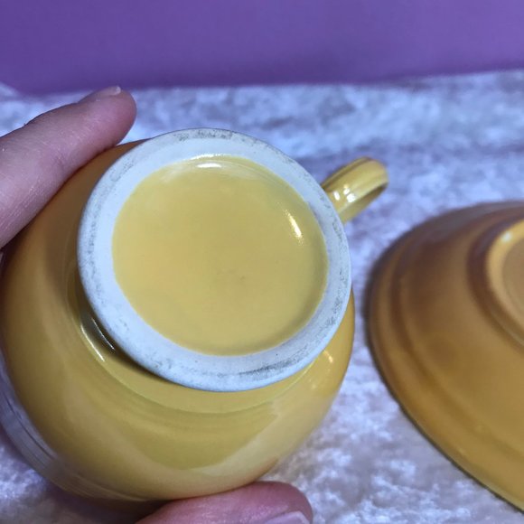 Genuine Fiesta Vintage Yellow Mug with Matching Saucer GUC Retro Kitchen Tea Cup - Picture 8 of 12